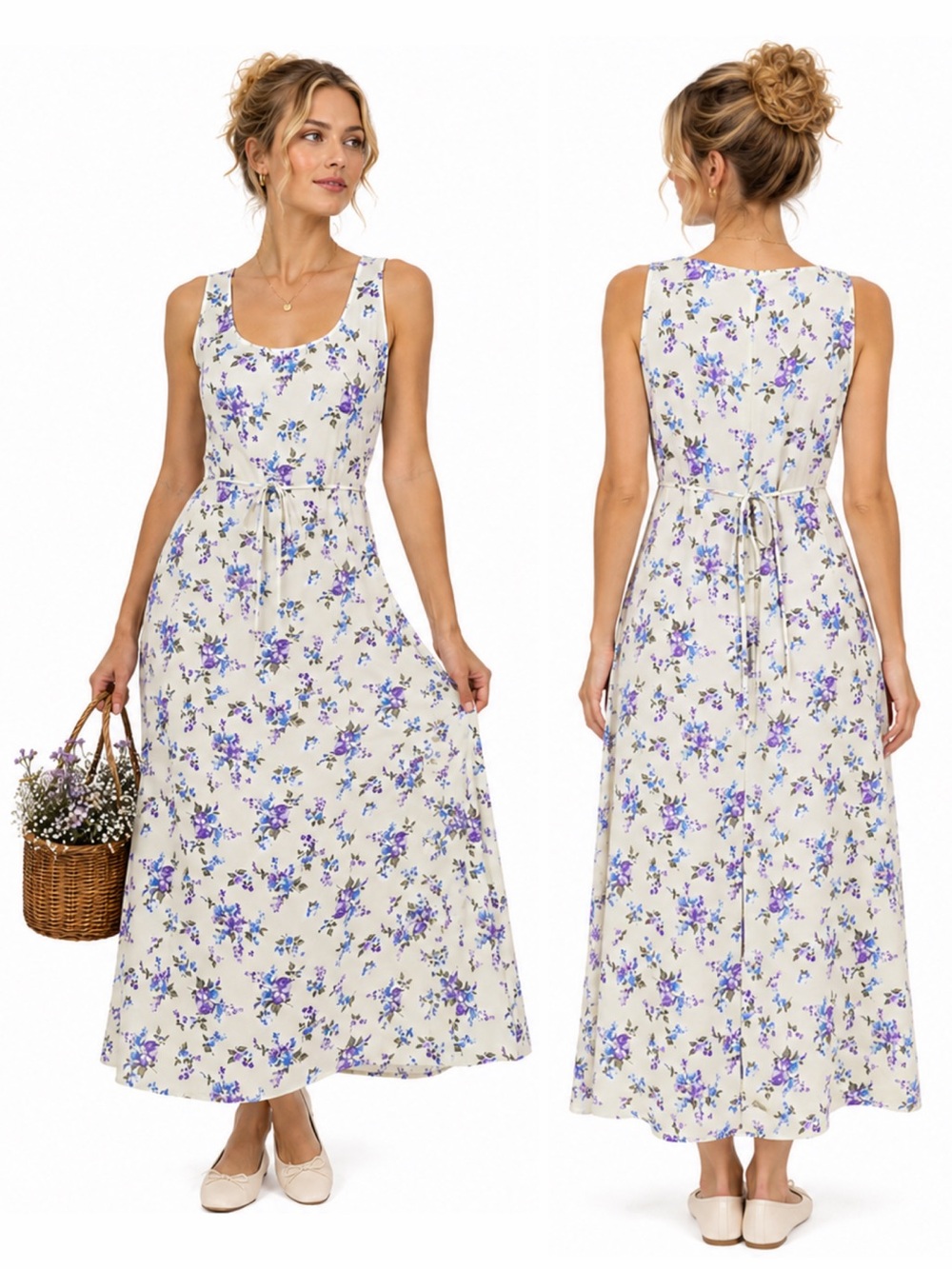 Vtg Jonathan Martin Floral Maxi Dress Mint Green Purple S Y2K 90s Cottagecore
